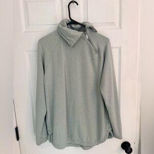 Lou & Grey Women’s Medium Zip Neck Fleece Lined Tunic Sweatshirt, Sage Green